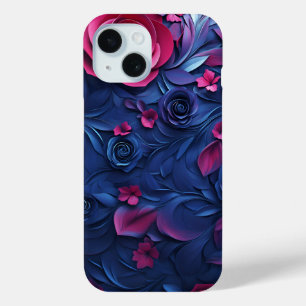 3D bloemige textuur iPhone hoesje telefoon mockup