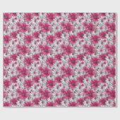 3D Bloempatroon met Hete Roze en Witte Bloemen Cadeaupapier (Vlak)