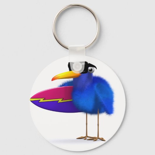 3d Blue Bird Surfboard Sleutelhanger (Voorkant)