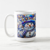 3D Blue Christmas Snowman  Koffiemok (Links)