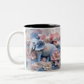 3D Blue Elephant Mok met Bloemen (Links)
