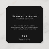 3D Blue en White Waterverf Monogram Logo Vierkante Visitekaartje (Achterkant)