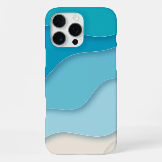 3D Blue Ocean Waves iPhone Hoesje (Achterkant)