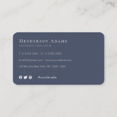 3D Blue White Waterverf Monogram Logo Visitekaartje (Achterkant)