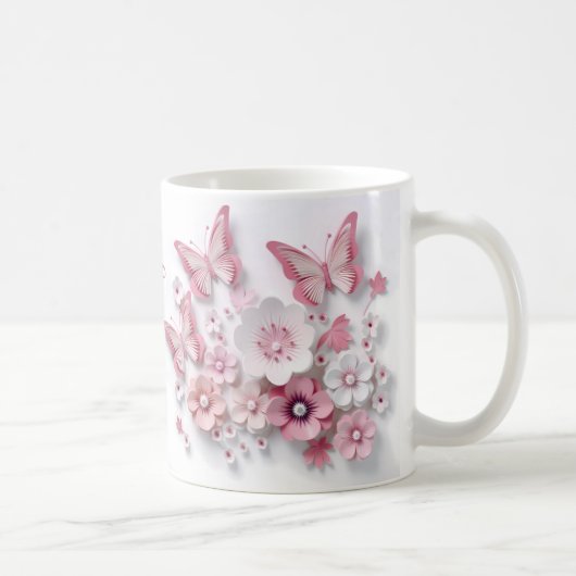 3D-Blush-Bloom-Vlinder-Droom Koffiemok (Rechts)
