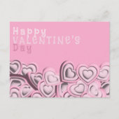 3D Blush Pink Hearts Happy Valentine Day Briefkaart (Voorkant)