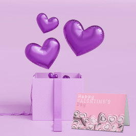 3D Blush Pink Hearts Happy Valentine Day Feestdagen Kaart