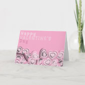 3D Blush Pink Hearts Happy Valentine Day Feestdagen Kaart (Voorkant)
