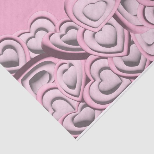 3D Blush Pink Hearts Valentijnsdag ontkoppeling Tissuepapier (Detail)