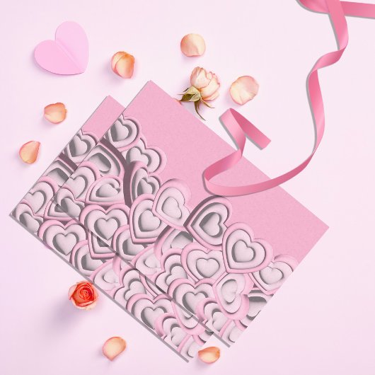 3D Blush Pink Hearts Valentijnsdag ontkoppeling Tissuepapier
