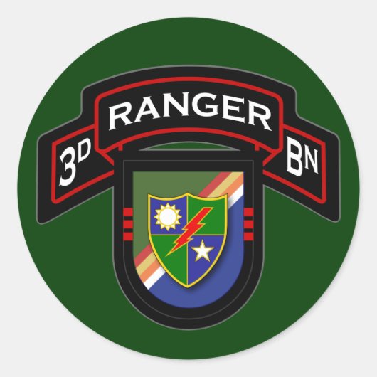 3d Bn, 75th Ranger Regiment - Airborne Ronde Sticker (Voorkant)