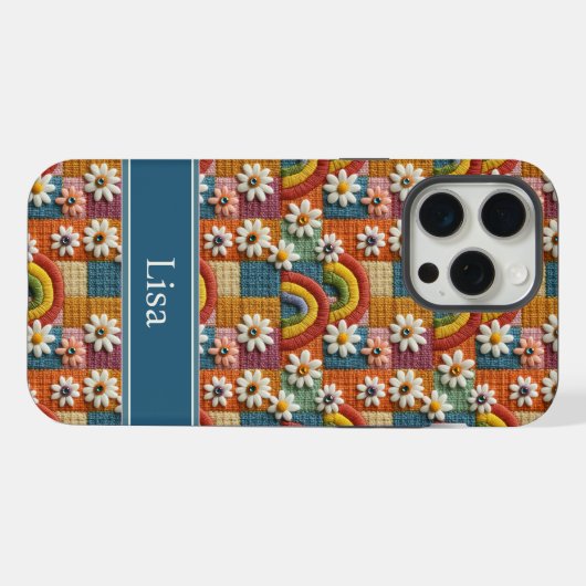 3D Borduurwerk Patchwork Hoesje voor Telefoon | Ge iPhone Hoesje (Achterkant horizontaal)