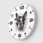 3D Boston Terrier Gebarsten Gat Grote Klok (Hoek)