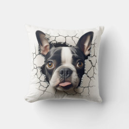 3D Boston Terrier Gebarsten Gat Kussen