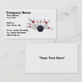 3D Bowling Ball Striking Pins (op witte BG) Visitekaartje (Voorkant / Achterkant)