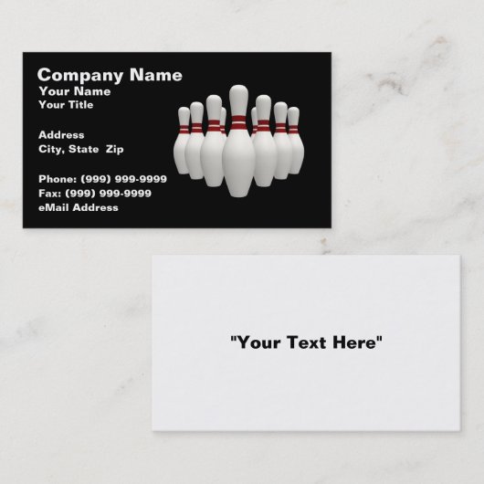 3D Bowling Pins (op Black BG) Visitekaartje (Voorkant / Achterkant)