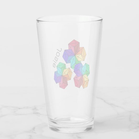 3D Bright Rainbow Cube Driehoeken Naam toevoegen Glas (Achterkant)