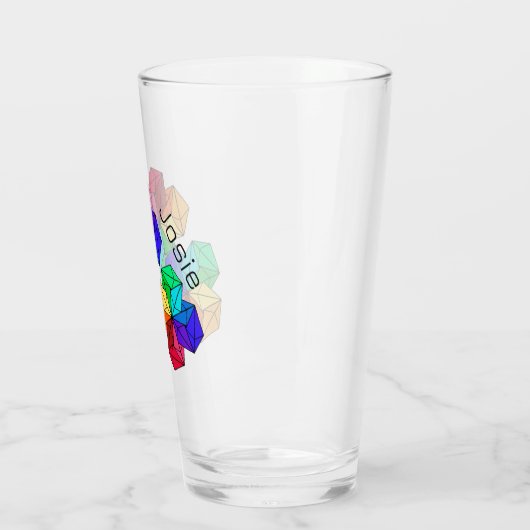 3D Bright Rainbow Cube Driehoeken Naam toevoegen Glas (Links)