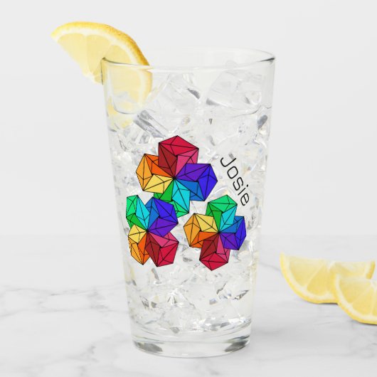 3D Bright Rainbow Cube Driehoeken Naam toevoegen Glas (Voorkant ijs)