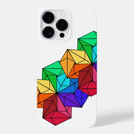 3D Bright Rainbow Cube Driehoeken op Wit iPhone Hoesje (Achterkant)