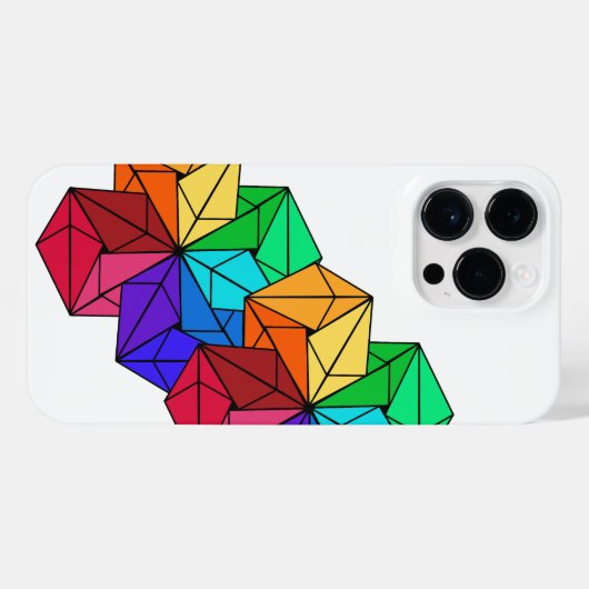 3D Bright Rainbow Cube Driehoeken op Wit iPhone Hoesje (Achterkant horizontaal)