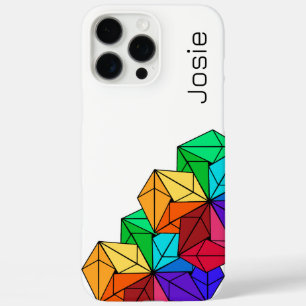 3D Bright Rainbow Cube Driehoeken op Wit Naam toev iPhone 16 Pro Max Hoesje