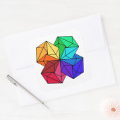 3D Bright Rainbow Cube Driehoeken op Wit Vierkante Sticker (Envelop)