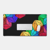 3D Bright Rainbow Cube Driehoeken op zwart Bureaumat (Keyboard & Muis)