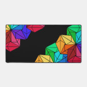3D Bright Rainbow Cube Driehoeken op zwart Bureaumat (Voorkant)