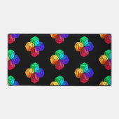 3D Bright Rainbow Cube Driehoeken op zwart Bureaumat (Voorkant)