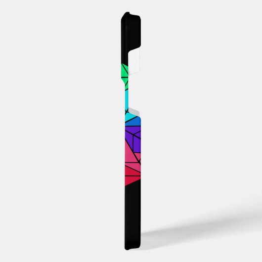 3D Bright Rainbow Cube Driehoeken op zwart iPhone Hoesje (Linkerkant)