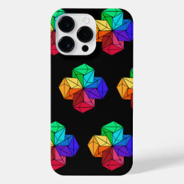3D Bright Rainbow Cube Driehoeken op zwart iPhone 14 Pro Max Hoesje