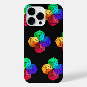 3D Bright Rainbow Cube Driehoeken op zwart iPhone 14 Pro Max Hoesje