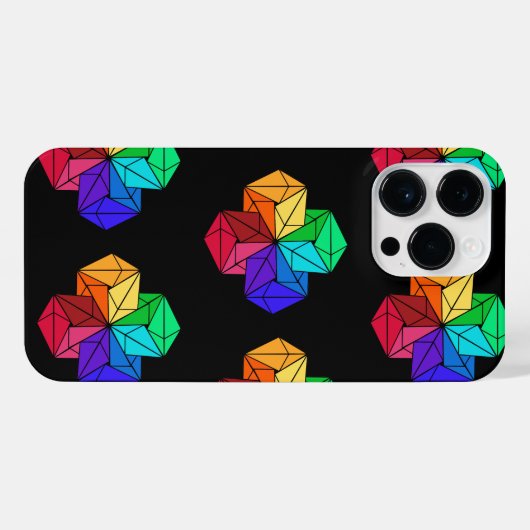 3D Bright Rainbow Cube Driehoeken op zwart iPhone Hoesje (Achterkant horizontaal)