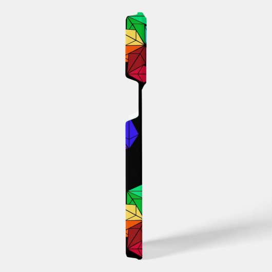 3D Bright Rainbow Cube Driehoeken op zwart iPhone Hoesje (Rechterkant)