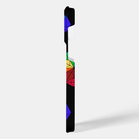 3D Bright Rainbow Cube Driehoeken op zwart iPhone Hoesje (Linkerkant)