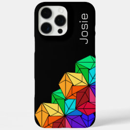 3D Bright Rainbow Cube Driehoeken op Zwart Naam to iPhone 16 Pro Max Hoesje