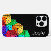 3D Bright Rainbow Cube Driehoeken op Zwart Naam to iPhone Hoesje (Achterkant horizontaal)