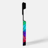 3D Bright Rainbow Cube Driehoeken op Zwart Naam to iPhone Hoesje (Linkerkant)