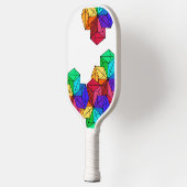 3D Bright Rainbow Random Cube Driehoeken op Wit Pickleball Paddle (Links)