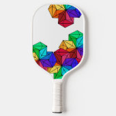 3D Bright Rainbow Random Cube Driehoeken op Wit Pickleball Paddle (Achterkant)
