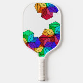 3D Bright Rainbow Random Cube Driehoeken op Wit Pickleball Paddle (Voorkant)