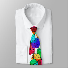 3D Bright Rainbow Random Cube Driehoeken op Wit Stropdas