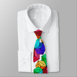 3D Bright Rainbow Random Cube Driehoeken op Wit Stropdas