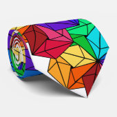 3D Bright Rainbow Random Cube Driehoeken op Wit Stropdas (Opgerold)