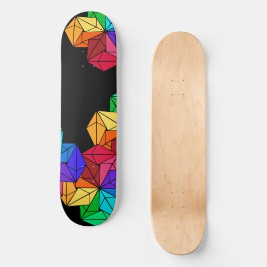 3D Bright Rainbow Random Cube Driehoeken op Zwart Persoonlijk Skateboard (Voorkant)