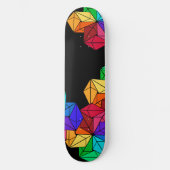 3D Bright Rainbow Random Cube Driehoeken op Zwart Persoonlijk Skateboard (Voorkant)