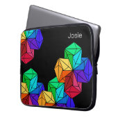 3D Bright Rainbow Random Cubes op Black Naam toevo Laptop Sleeve (Voorkant Links)