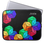 3D Bright Rainbow Random Cubes op Black Naam toevo Laptop Sleeve (Voorkant)