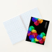 3D Bright Rainbow Random Cubes op Black Naam toevo Notitieboek (Binnen)